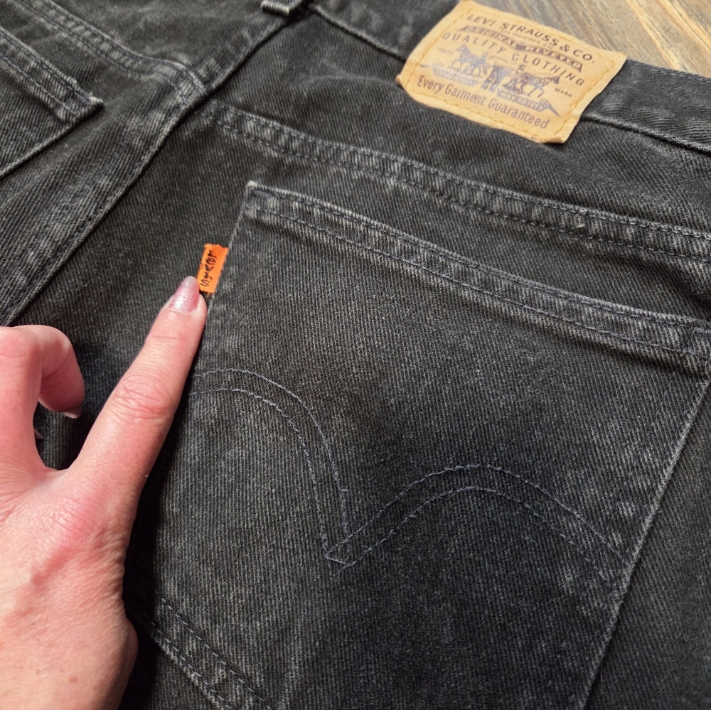 Levi's Orange Tag 100% Cotton Black Jeans Cut To Inseam 27" Raw Hem
